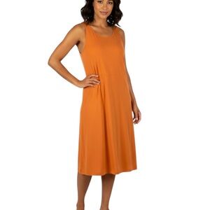 Eddie Bauer Ahtleisure Sporty Sleeveless Knee Length Dress Large Tall Orange